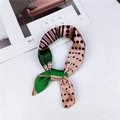 Polka dot and stripe patchwork silk scarf in emerald green and champagne colors - Dark Green Polka Dot Stripe