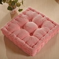 Thick corn fleece tatami seat cushion in soft pink with 9-hole quilted design - Rose Pink (Square)