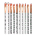 10pcs portable marble makeup brush set with rose gold tubes and coral gradient bristles - Green Black Floral Marble Eye Brush