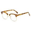 Occhiali retrò browline tartarugati con montatura in metallo dorato e lenti trasparenti - Tortoise
