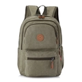 Army green canvas outdoor backpack with multiple zippers and leather MIGRATOR logo detail - Army Green