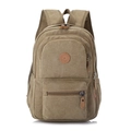 Versatile khaki canvas backpack for men and women featuring a front star logo emblem - Khaki