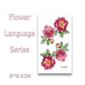 Tatuaggio temporaneo floreale impermeabile con peonia rosa e foglie verdi - Stile Peonia Rosa Scuro (Q-010)