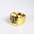 Gold stainless steel signet ring for men featuring a detailed Russian double-headed eagle - US 10 / Gold Russian Coat of Arms