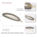 Dunkelgraue Haarspange aus Acetat mit funkelnden Strasssteinen in eleganter Ovalform - Grau