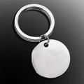 Polished silver stainless steel round keychain tag with a metallic circular blank charm - 30MM Inner Hole Round Tag