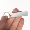 Polished silver stainless steel rectangular dog tag keychain for custom engraving - 50*12 Rectangle Silver Tag