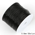 Black 0.8mm elastic crystal bead cord string for DIY jewelry making 50m roll - 0.8mm Black approx 50m/Roll