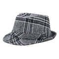 Classic black and white plaid fedora hat with elegant wool-like texture for unisex - 56-58cm / Black White New Plaid