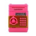 Pink electronic toy ATM piggy bank with digital keypad and simulated safe lock - Rose Red
