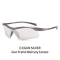 Sporty windproof sunglasses with gunmetal frame and silver mirrored lenses - Gunmetal Frame Silver Mirror Lens