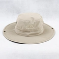 Khaki Outdoor Sonnenhut mit breiter Krempe und Travellers Bergstickerei zum Wandern - L (Kopfumfang ca. 58cm) / Beige