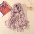 Chiffon leopard print scarf for women with elegant sheer fabric in warm beige tones - Pink