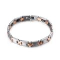 Bracciale magnetico minimalista da donna in acciaio al titanio argento e oro rosa - Bicolore Oro e Argento (KB105152-K)