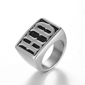 Punk style wide titanium steel ring featuring embossed gothic HBD letters in silver finish - US 7 / Steel Color HD
