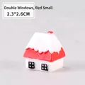 Miniature red snow-covered Christmas house resin ornament with two windows, 2.3x2.6cm - Small Red Double Window House / 2.3*2.6cm