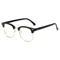Montatura occhiali Clubmaster classica nero e oro con lenti anti-luce blu - Nero lucido oro