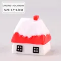 Miniature Christmas house ornament with red snowy roof and two windows, size 3.5x3.6cm - Large Red Double Window House / 3.5*3.6cm