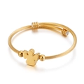 Gold-toned titanium steel cable bangle with angel charm and sparkling cubic zirconia - Angel Shape / Gold