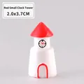 Miniature red and white clock tower figurine, resin castle ornament, size 2.0x3.7cm - Small Red Bell Tower / 2.0*3.7cm