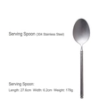 Brushed 304 stainless steel serving spoon, 27.6cm length, elegant vintage nordic style - Service Spoon