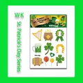 Set tatuaggi temporanei San Patrizio con trifogli e monete d'oro stile WK-059 - Stile Arpa Moneta d'Oro (WK-059)