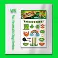 Kids St. Patrick's Day temporary tattoo sheet with lucky shamrocks and green hat motifs - Red Lips Shamrock Style (WK-062)