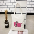 Bolso tote de lona blanca con logotipo PINK rosa y estampado de personaje animado - PINK Pantera Rosa Blanco