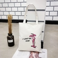 Bolso de lona blanca con estampado de la Pantera Rosa y texto I Love You More - I LOVE Pantera Rosa Blanco