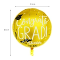 53cm x 63cm Gold congrats grad aluminum foil balloon with black graduation cap design - 22 Inch Gold Graduation Round Balloon