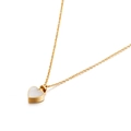 Elegant gold heart pendant necklace with white mother of pearl inlay for women - Gold Heart Shell Inlay Necklace (KN81561-Z)