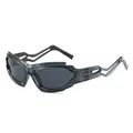 Lunettes de soleil punk Y2K avec monture grise futuriste et verres teintés gris - Monture Grise / Verres Gris-Noir