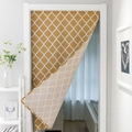 Moroccan pattern yellow and white fabric door curtain hanging in a modern home interior - Yellow Rhombus