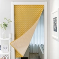 Yellow door curtain with white geometric patterns and double-sided design for home decor - Yellow Checkerboard