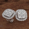 Classic silver-tone square halo stud earrings with brilliant cluster-set cubic zirconia - 14K Gold Plated (With Backs)