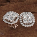 Classic square halo stud earrings in rose gold finish with brilliant cz stones - 14K Rose Gold Plated (With Backs)
