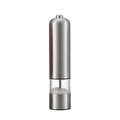 Electric stainless steel pepper grinder with minimalist design and top operation button - Model A Round Head Stainless Steel Electric