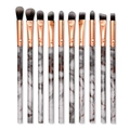10pcs eye makeup brush set with grey marble handles and elegant rose gold ferrules - Brown Marble Eye Brush Set