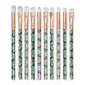 10-piece floral makeup brush set with green and pink geometric patterns and rose gold ferrules - Green Pink Floral Marble Eye Brush