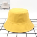Classic yellow cotton bucket hat with a wide brim and double-sided plaid design - M (56-58cm) / Yellow / Beige Plaid