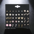 Juego de 20 pares de pendientes variados con diseños de Torre Eiffel y corazón - Juego de 20 Pares de Estilos Mixtos (E0055)