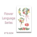 Floral temporary tattoo sticker Q-018 with pink roses and blue morning glory flowers - 6*10.5cm / Bowknot and China Rose (Q-018)