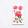 Tatuaggio temporaneo rosa con fiori rosa Q-002 design impermeabile 6x10,5cm - Cluster di Rose Rosa Realistico (Q-002)