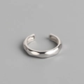 Minimalist S925 sterling silver open ring with geometric faceted surface on grey background - Geometric Faceted Style (TYJ0127)