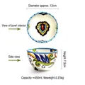 Hand-painted bohemian ceramic bowl 12cm, colorful pattern, 450ml capacity style - 4.7 Inch Small Bowl