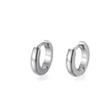Pendientes de aro en acero inoxidable plateado pulido con acabado espejo minimalista - Tipo F 2*7mm / Color Acero