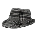 British style fedora hat featuring classic black and white plaid wool texture - 56-58cm / Black Grey New Plaid