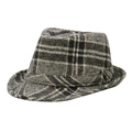 Classic British grey plaid wool fedora hat with a stylish textured finish for winter - 56-58cm / Coffee Beige New Plaid