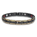 Men's titanium steel bracelet with gold and black links and magnetic elements - Women's Black Gold