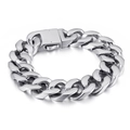 Bracciale a catena cubana in acciaio inossidabile lucido con chiusura rettangolare - Stile Spesso 18mm (KB110455-K)